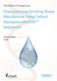 Characterizing Drinking Water Microbiome Using Oxford Nanopore Miniontm Sequencer