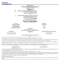 Oracle Corporation (Exact Name of Registrant As Specified in Its Charter) Delaware 54-2185193 (State Or Other Jurisdiction of (I.R.S