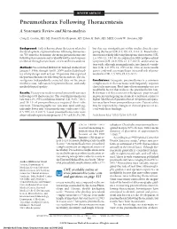Pneumothorax Following Thoracentesis a Systematic Review and Meta-Analysis