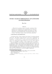 Some Characterization of Infinite Antimatroids∗
