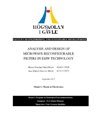 Analysis and Design of Microwave Reconfigurable Filters in Esiw Technology