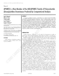 APOBEC4, a New Member of the AID/APOBEC Family of Polynucleotide (Deoxy)Cytidine Deaminases Predicted by Computational Analysis