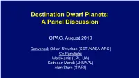 Destination Dwarf Planets: a Panel Discussion