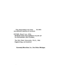 Inviscid Non-Equilibrium Flow of an Expanded Air Plasma