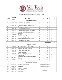 M. Tech Information and Cyber Security- CBCS S. No Subject Code