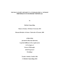 The Role of Metamemory in Autobiographical Memory Performance in Dysphoric Individuals