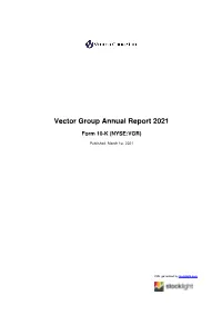 Vector Group Annual Report 2021