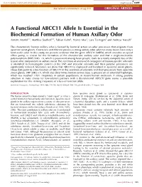A Functional ABCC11 Allele Is Essential in the Biochemical