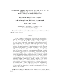 Algebraic Logic and Topoi; a Philosophical Holistic Approach