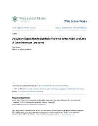 Discursive Opposition to Symbolic Violence in the Nobel Lectures of Latin American Laureates