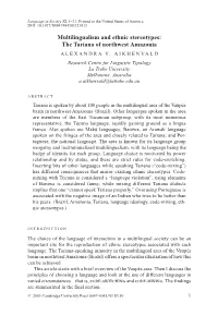 Multilingualism and Ethnic Stereotypes: the Tariana of Northwest Amazonia ALEXANDRA Y