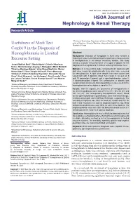 Usefulness of Medi Test Combi 9 in the Diagnosis of Hemoglobinuria in Limited Recourse Setting