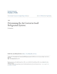 Determining the Air Content in Small Refrigeration Systems V