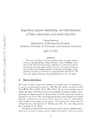 Impartial Games Emulating One-Dimensional Cellular Automata and Undecidability