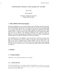 International Character Code Standard for the BE2