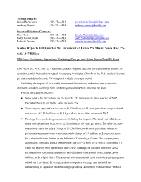 Kodak Reports 3Rd-Quarter Net Income Of
