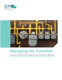 Managing the Transition — Proactive Solutions for Stranded Gas Asset Risk in California Table of Contents
