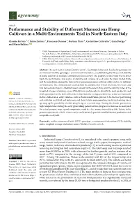 Performance and Stability of Different Monoecious Hemp Cultivars in a Multi-Environments Trial in North-Eastern Italy