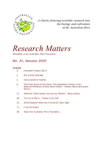 Research Matters Newsletter of the Australian Flora Foundation