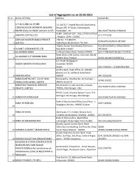 List of Aggregators As on 25.09.2013 Sl No