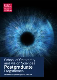 Optometry and Vision Sciences Postgraduate Brochure