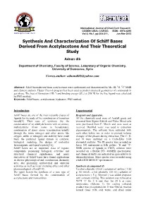 Synthesis and Characterization of Schiff Bases Derived from Acetylacetone and Their Theoretical Study