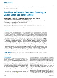 Two-Phase Multivariate Time Series Clustering to Classify Urban Rail Transit Stations