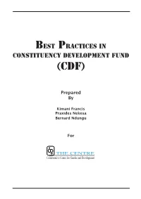 BEST PRACTICES in CONSTITUENCY DEVELOPMENT FUND (CDF)