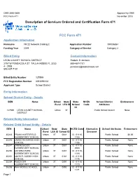 Description of Services Ordered and Certification Form 471 FCC Form