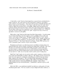 HIGH YIELD OR “JUNK' BONDS, HAVEN OR HORROR by Mason A