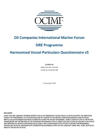 Oil Companies International Marine Forum SIRE Programme Harmonised Vessel Particulars Questionnaire V5