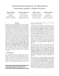 Providing Memory Performance Feedback in Modern Processors