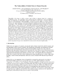 The Vulnerability of Global Cities to Climate Hazards