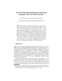 Towards Integrating Modeling and Programming Languages: the Case of UML and Java⋆