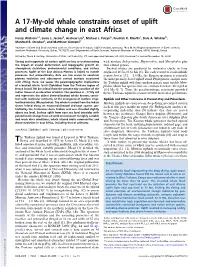 A 17-My-Old Whale Constrains Onset of Uplift and Climate Change in East Africa
