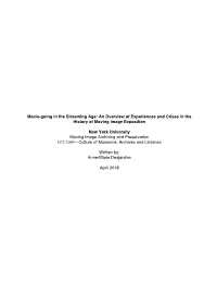 Movie-Going in the Streaming Age: an Overview of Experiences and Crises in the History of Moving Image Exposition