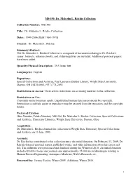 MS-390 Title: Dr. Malcolm L. Ritchie Collection Dates