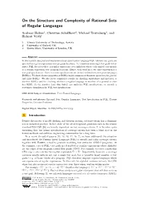 On the Structure and Complexity of Rational Sets of Regular Languages