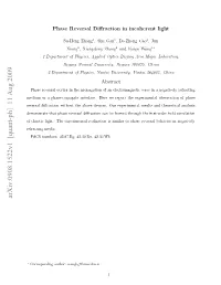 Phase Reversal Diffraction in Incoherent Light