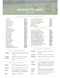 WERNETTE BEEF Price List