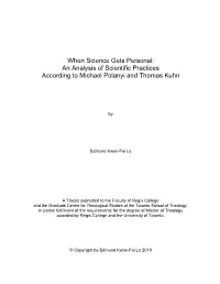 When Science Gets Personal: an Analysis of Scientific Practices According to Michael Polanyi and Thomas Kuhn