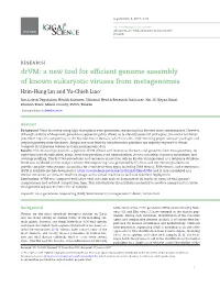 A New Tool for Efficient Genome Assembly of Known Eukaryotic Viruses from Metagenomes Hsin-Hung Lin and Yu-Chieh Liao∗