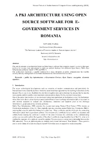 A Pki Architecture Using Open Source Software for E- Government Services in Romania