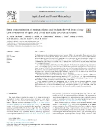 Error Characterization of Methane Fluxes and Budgets Derived from a Long-Term Comparison of Open- and Closed-Path Eddy Covarianc