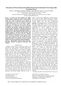 Extraction of Protein Interaction Information from Unstructured Text Using a Link Grammar Parser Rania A