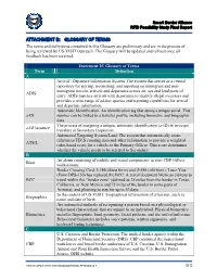 GLOSSARY of TERMS the Terms and Definitions Contained in This Glossary Are Preliminary and Are in the Process of Being Reviewed by US-VISIT Outreach