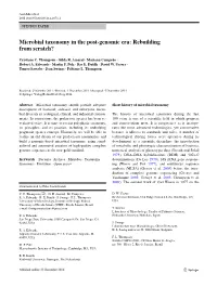 Microbial Taxonomy in the Post‑Genomic Era: Rebuilding from Scratch?