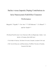 Surface Versus Impurity Doping Contributions in Inas Nanocrystals Field Effect Transistor Performance