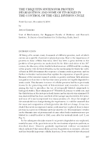 The Ubiquitin System for Protein Degradation and Some of Its Roles in the Control of the Cell Division Cycle
