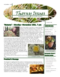 Thorny Issues DATES & DETAILS —